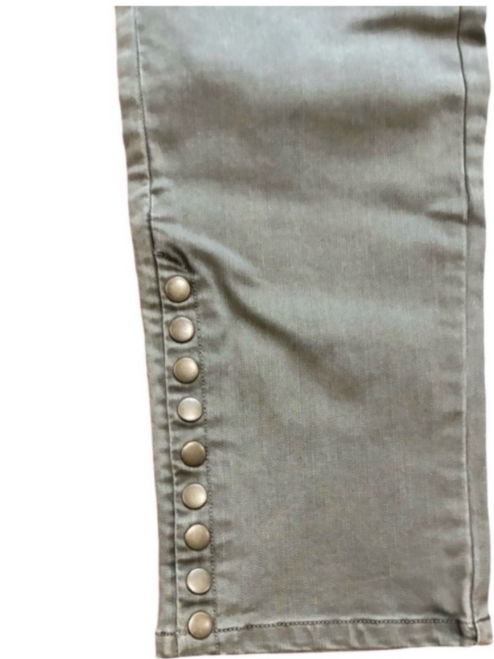 Soft Surroundings Olive Metro Denim Leggings - Size M Button Detail - Picture 5 of 7